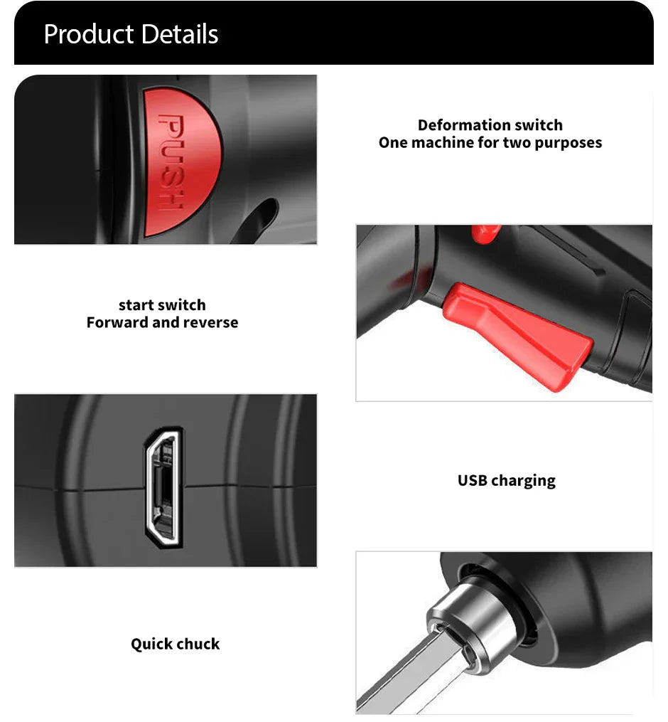 Portable Cordless USB Charging Mini Electric Screwdriver Automatic Screwdriver Hand Drill Wrench Electric Tools
