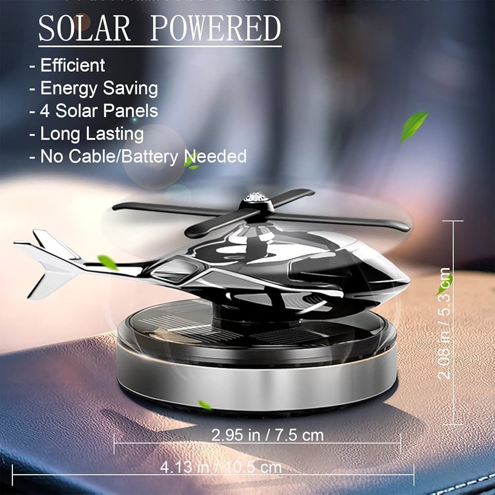 Solar Helicopter Air Freshener - Rotating Car Aroma Diffuser