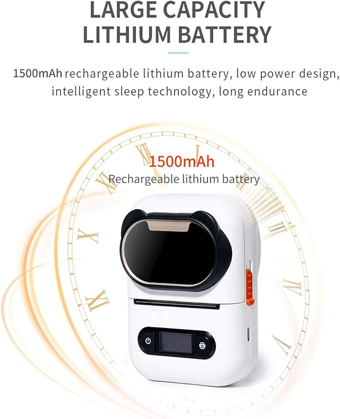 Portable Bluetooth Receipt Printer, Wireless 57mm Thermo POS Printer, USB C, Compatible with Android and Operating Systems, for Restaurant Retail(White)