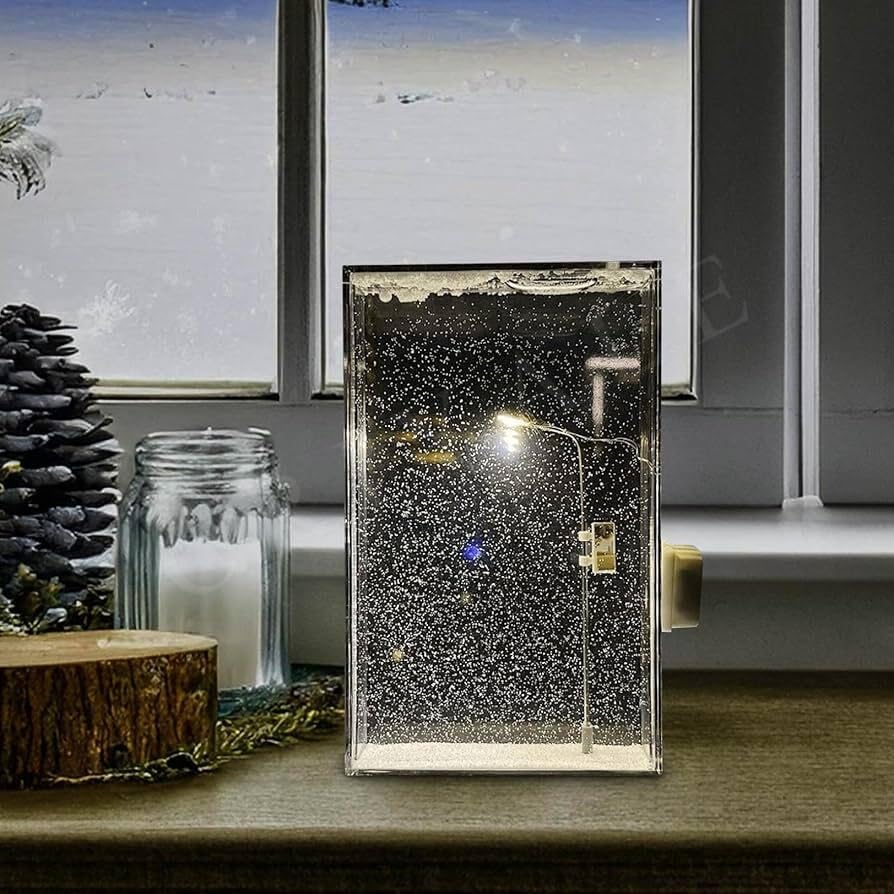 Snowfall Lamp, Street Light Snow Globe, Handmade DIY Snow Scenery Night Light